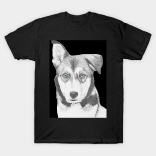 Husky Shepherd Crossbreed with Blue Eyes T-Shirt